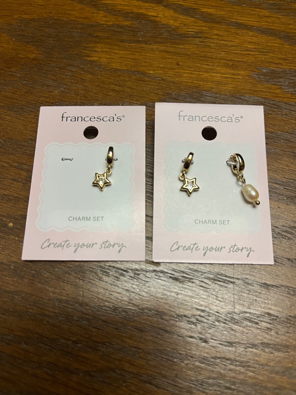 Francesca's Collections Gold Star and Pearl Charm - Set of 3 Total Charms